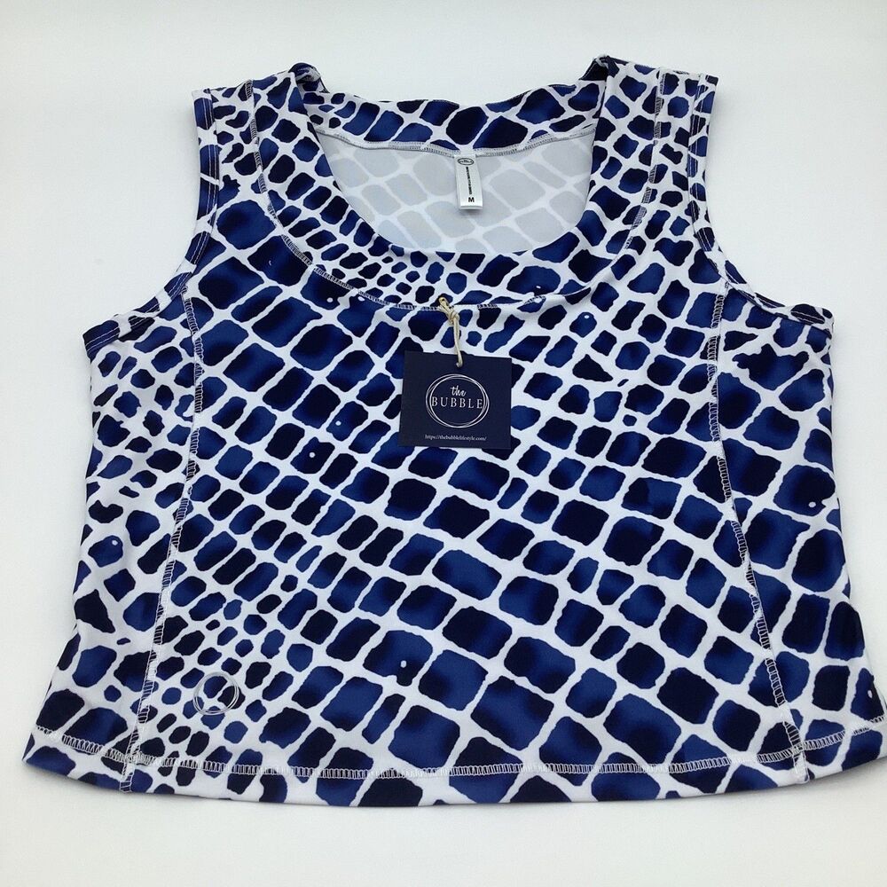 The Bubble Womens Lexi Crop Tank Top Blue Size Medium‎ NWT